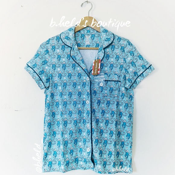 Roller Rabbit Star Monkey Polo Pajamas in Blue Size Small (S) Brand New NWT - Picture 2 of 16
